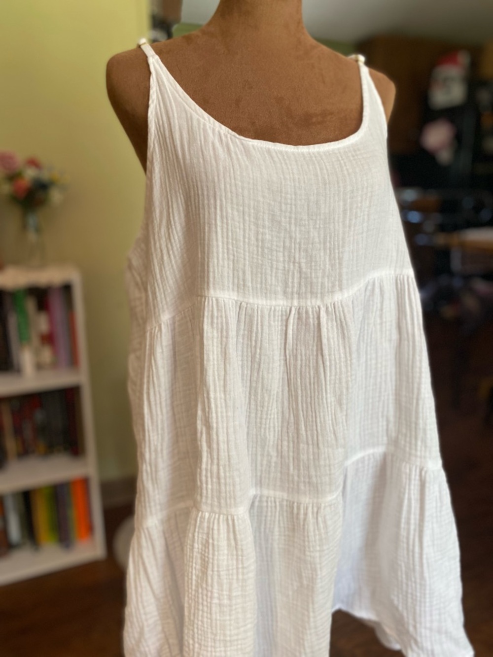 White gauze mini dress
